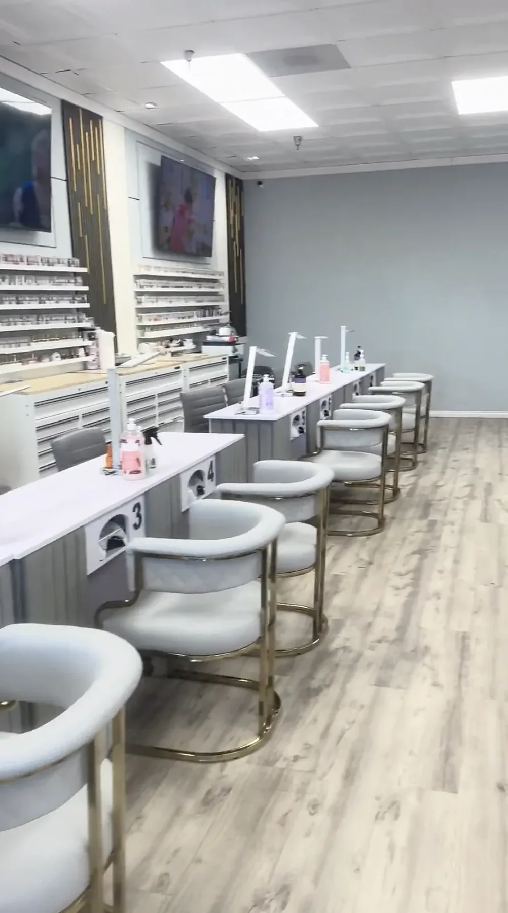 Manicure stations at Angelic Nails & Lash